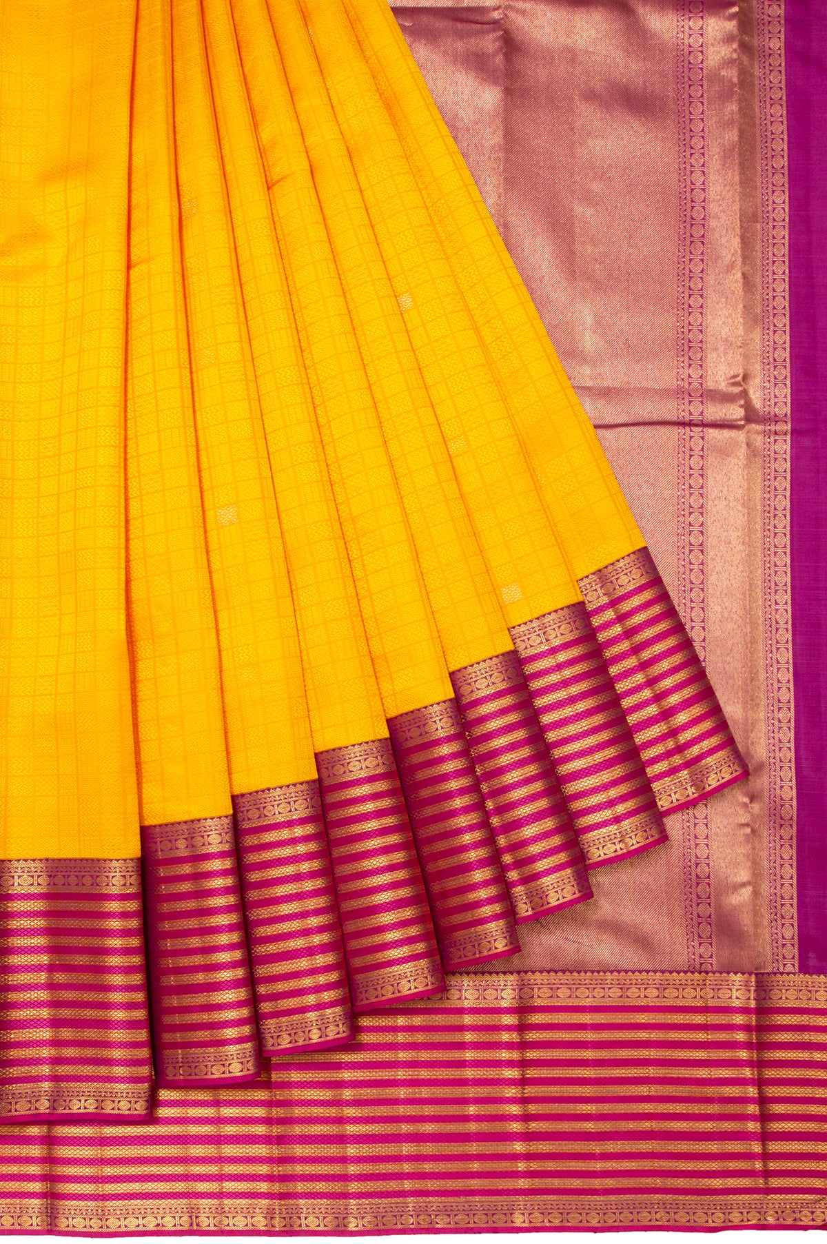 Canary Yellow Kanchipuram Silk Saree